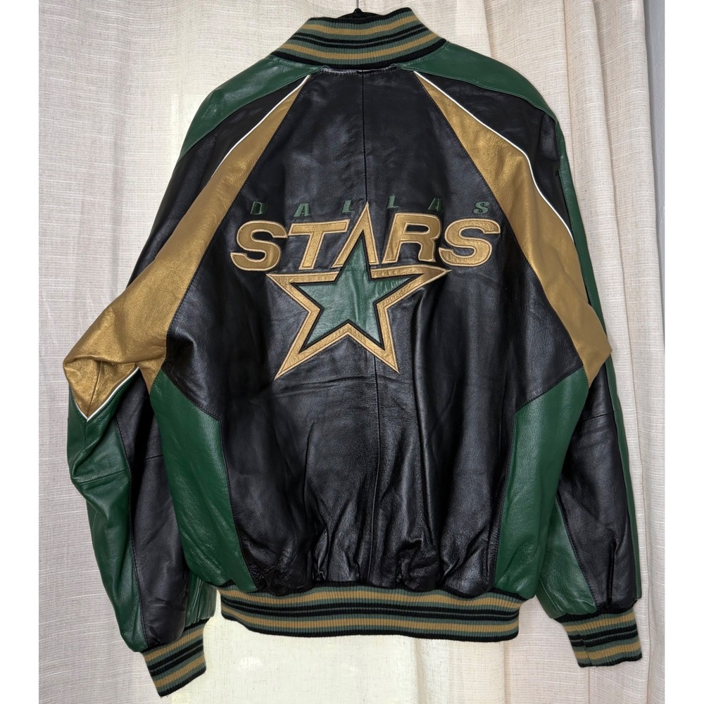 Vintage 58 Sports Dallas Stars Leather Varsity Jacket NHL Hockey Mens Size Large